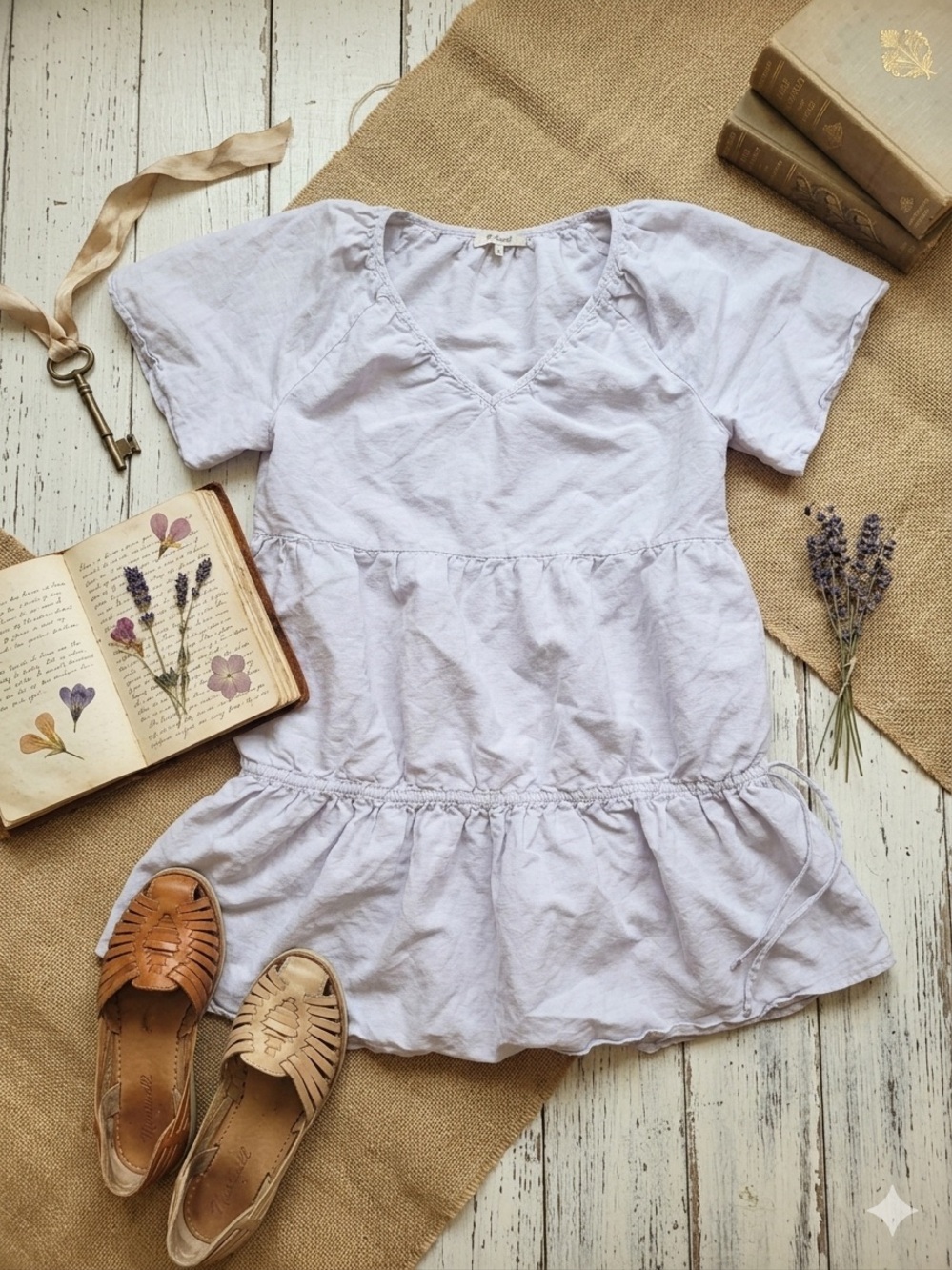 Light blue Short Sleeve Tiered Peplum Top/Dress